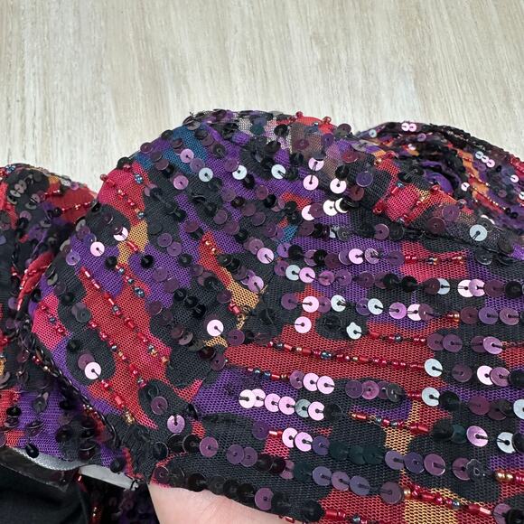 French Connection Inari Embellished Sequin Long Sleeve Deep V-Neck Mini Dress 10 - Picture 16 of 16